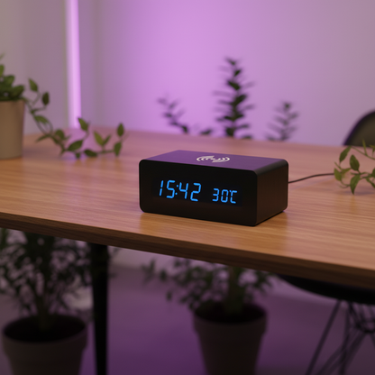 LED digital clock with Wireless charging