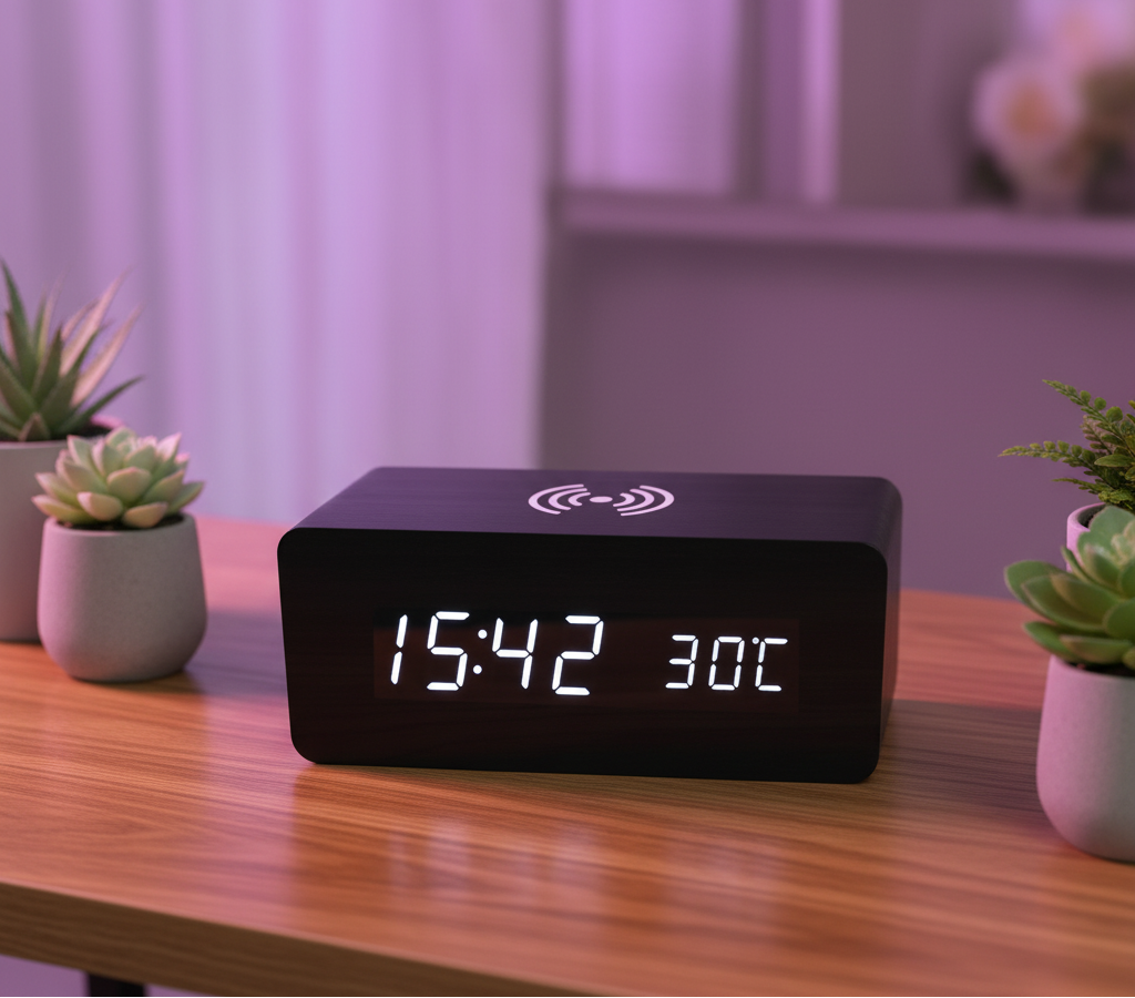 LED digital clock with Wireless charging